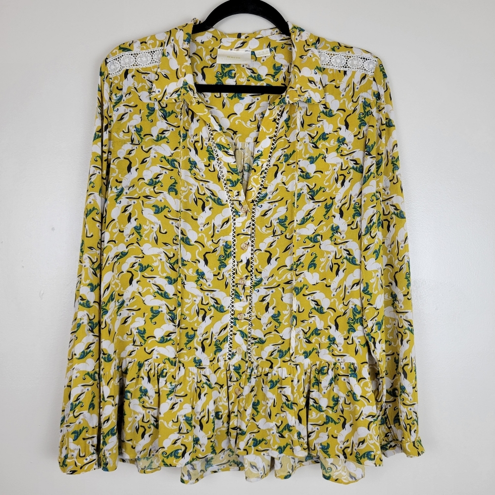 Maeve By Anthropologie Janie Hare Flouncy Top
